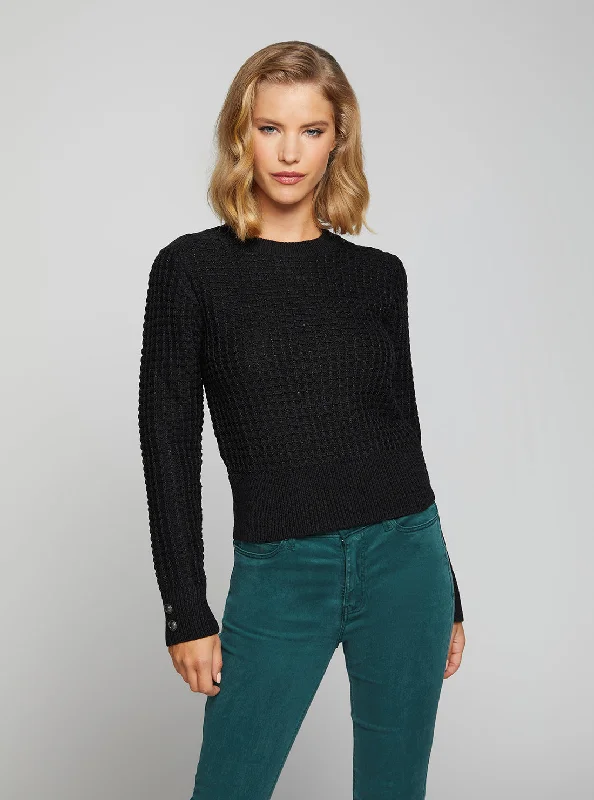 Black Multi Georgie Knit Top Autumn Knit Shirt