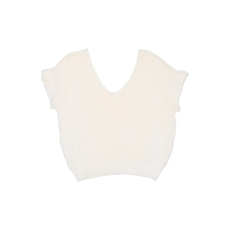 Crochet V Neck Sleeveless Knit Top - UK 14 Business Knit Top