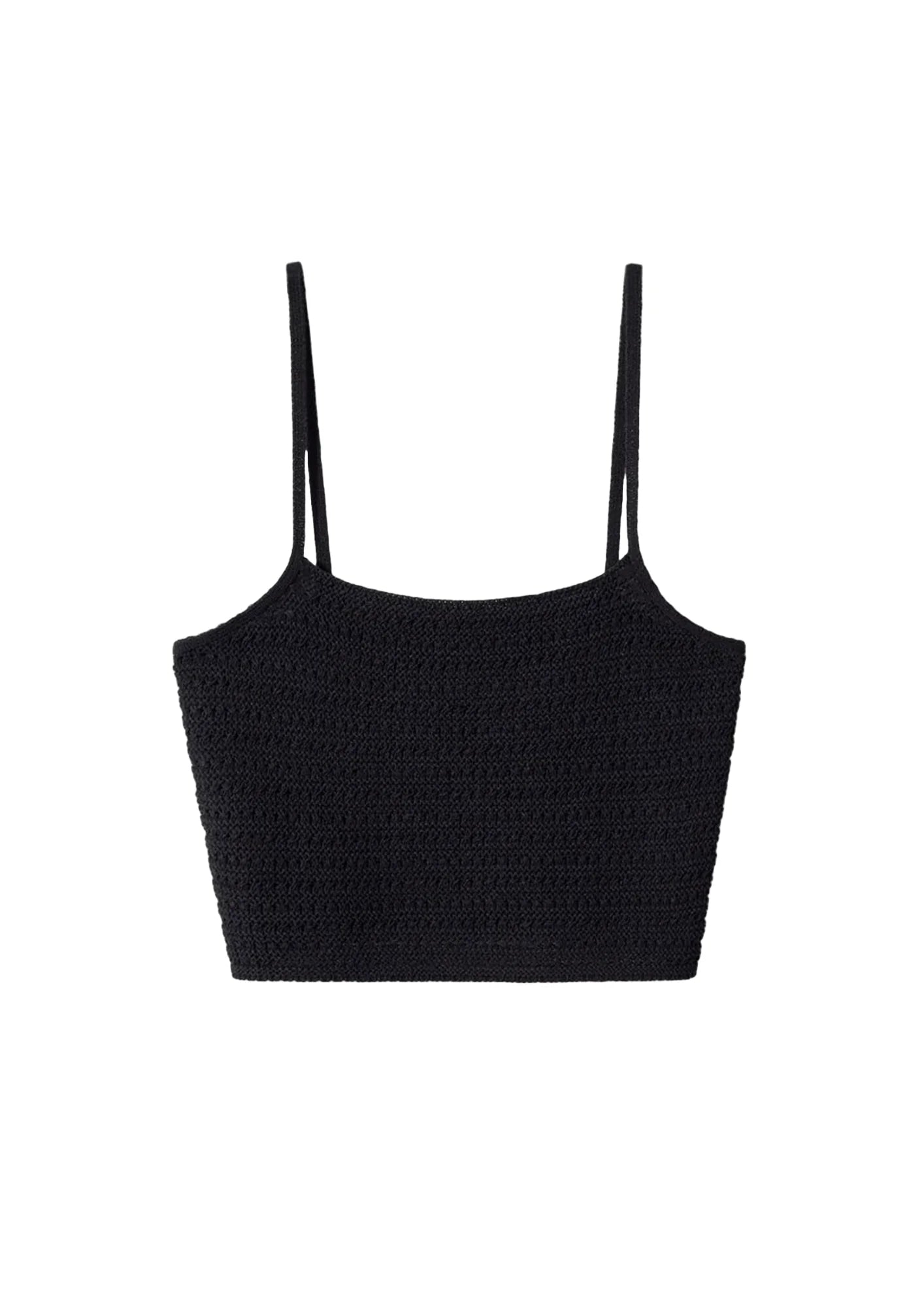 BLACK CROP KNIT TOP Minimalist Knit Blouse