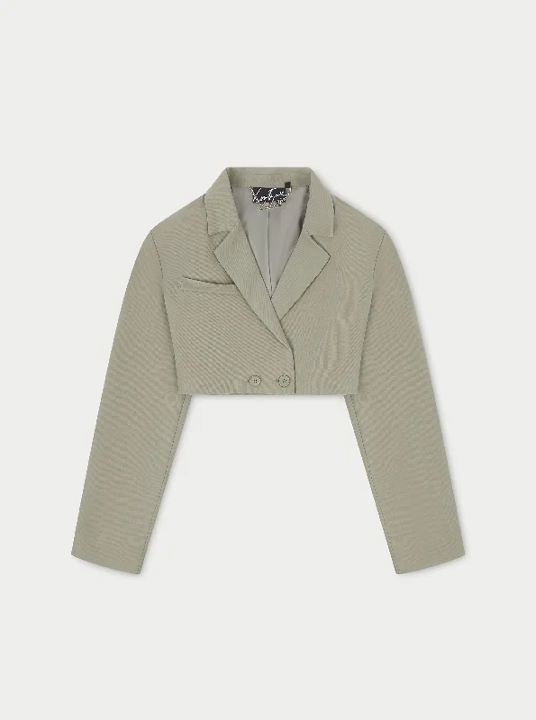 OVERSIZED CROPPED BLAZER - LIGHT KHAKI Women's Trendy Jacket