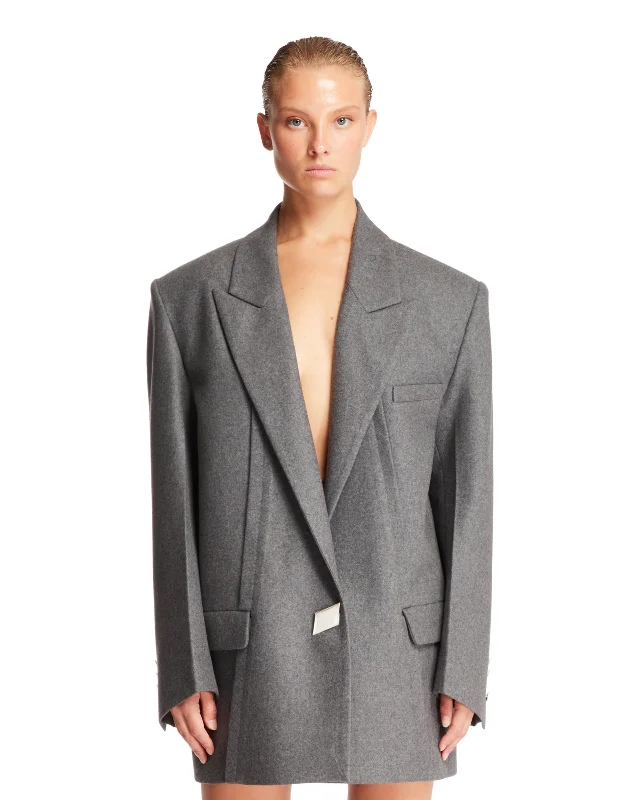 Blazer Grigio In Lana Women's Print Jacket