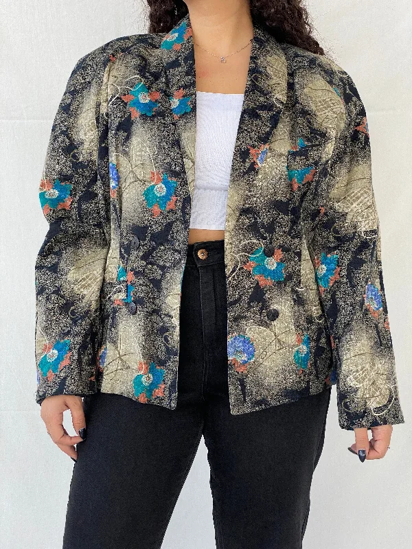 Vintage Miss Helen Granny Style Floral Blazer - XL Women's Travel Jacket