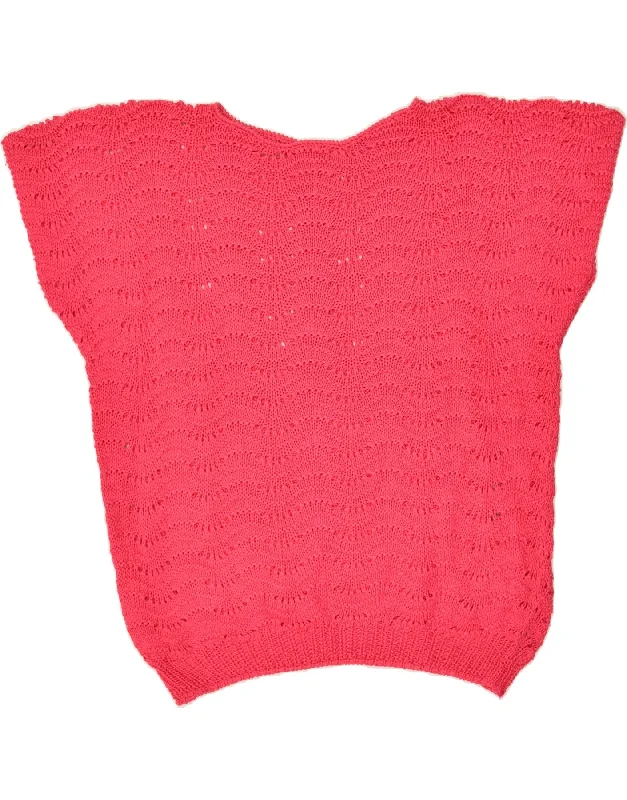 VINTAGE Womens Knit Top UK 16 Large Pink Affordable Knit Blouse