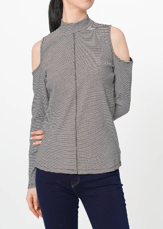 Women's Cold Shoulder Knit Top Sky Blue Knit Tee