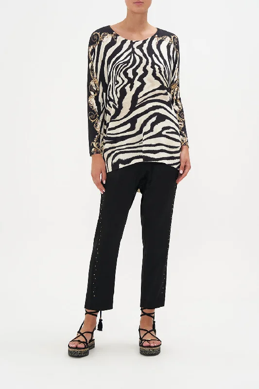 OVERSIZE LONG SLEEVE KNIT TOP EARN YOUR STRIPES Hemp Knit Blouse