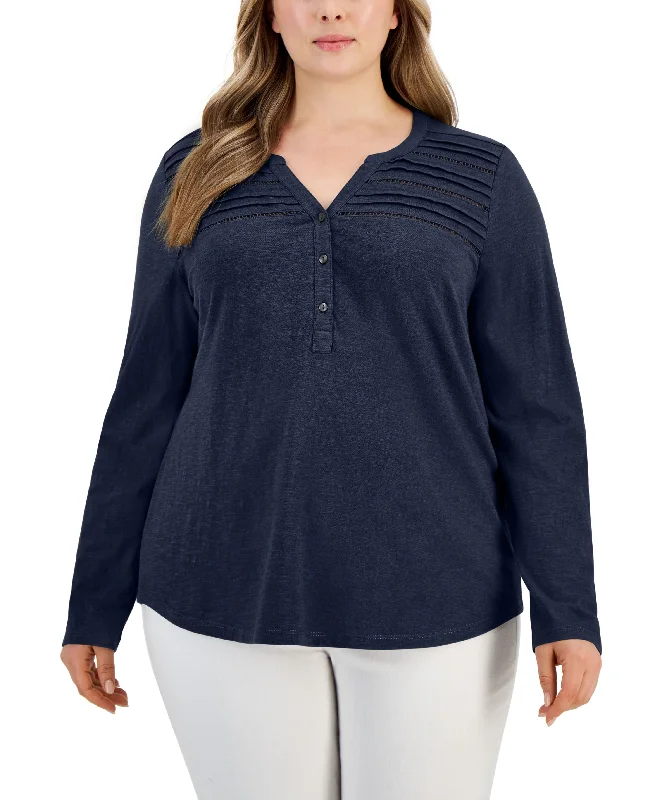 Plus Size Solid Knit Top Sophisticated Knit Shirt