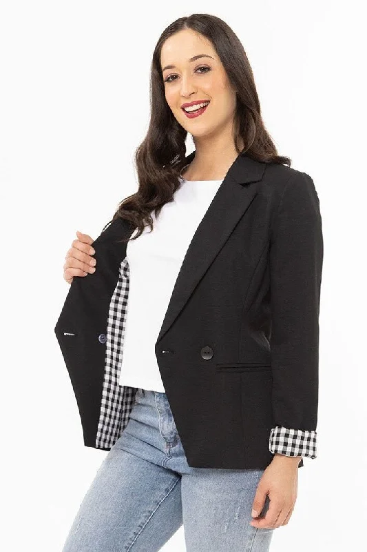 Seeking LOLA  GEORGIE BLAZER Black Check Women's Pencil Blazer