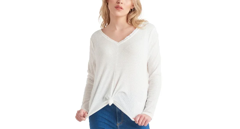 Black Tape Lace Trim Knit Top Stylish Knit Top