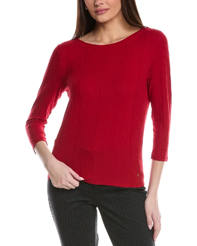 St. John Sleek Rib Jersey Knit Top Autumn Knit Shirt