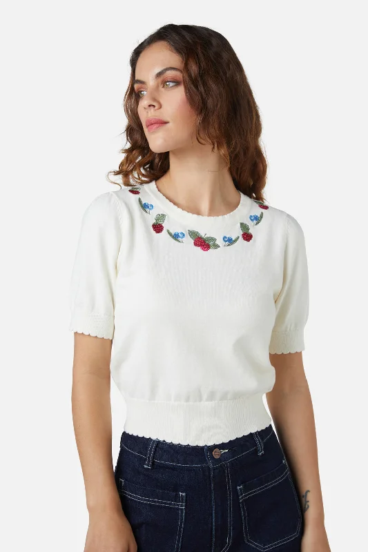 Berry Sweet Emb Knit Top Maximalist Knit Tee