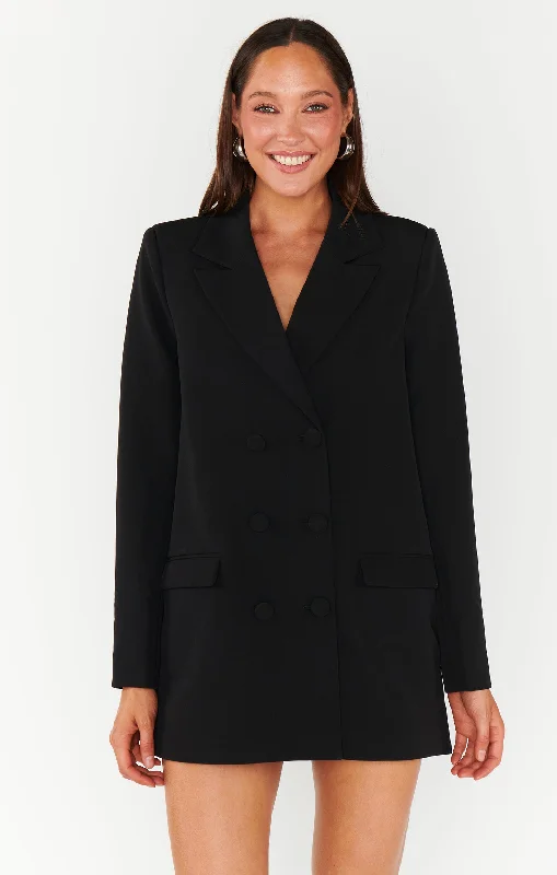 Best Blazer Dress - Black Suiting Women's Simple Jacket