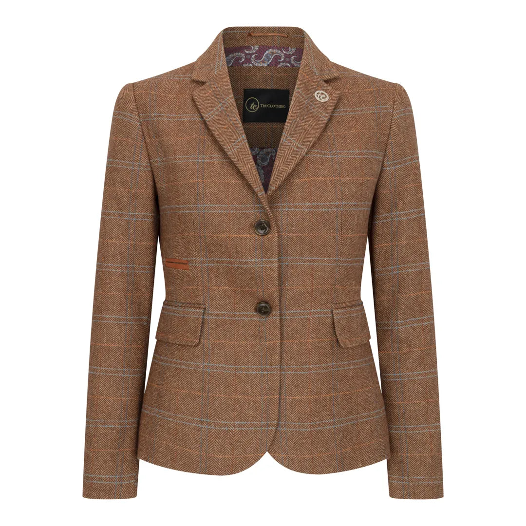 TPSTZ73 - Women's Oak Brown Tweed Blazer Waistcoat Women's Professional Jacket