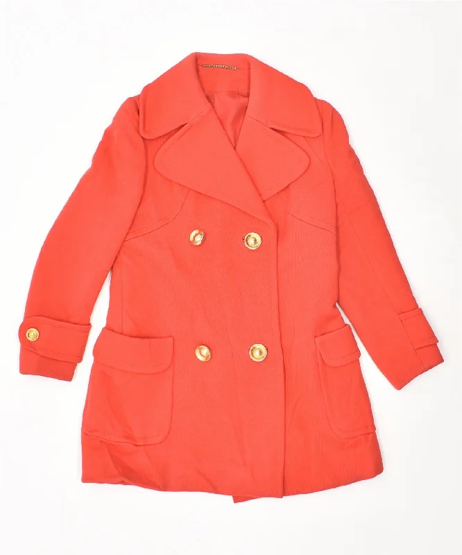 VINTAGE Womens Double Breasted Coat IT 44 Medium Red Cape Coat Herringbone Coat Tweed Coat VINTAGE Womens Double Breasted Coat IT 44 Medium Red Cape Coat Herringbone Coat Tweed Coat