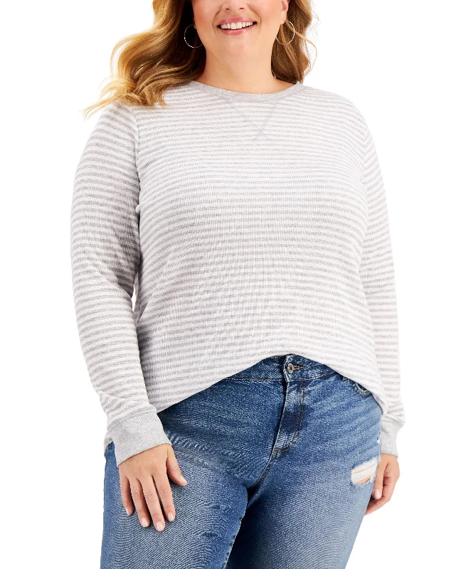 Style & Co Plus Size Waffle Knit Top Scoop Neck Knit Tee