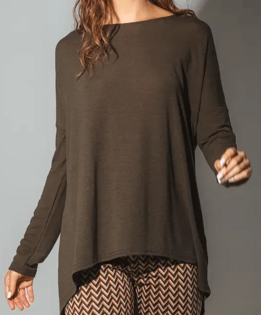 Women's LS Tunic Knit Top Navy Blue Knit Tee