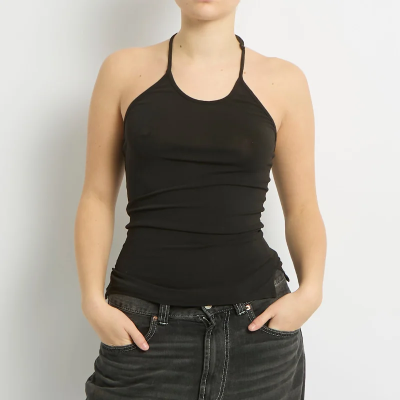 Halter Neck Fine Knit Top - UK 8 Striped Knit Top