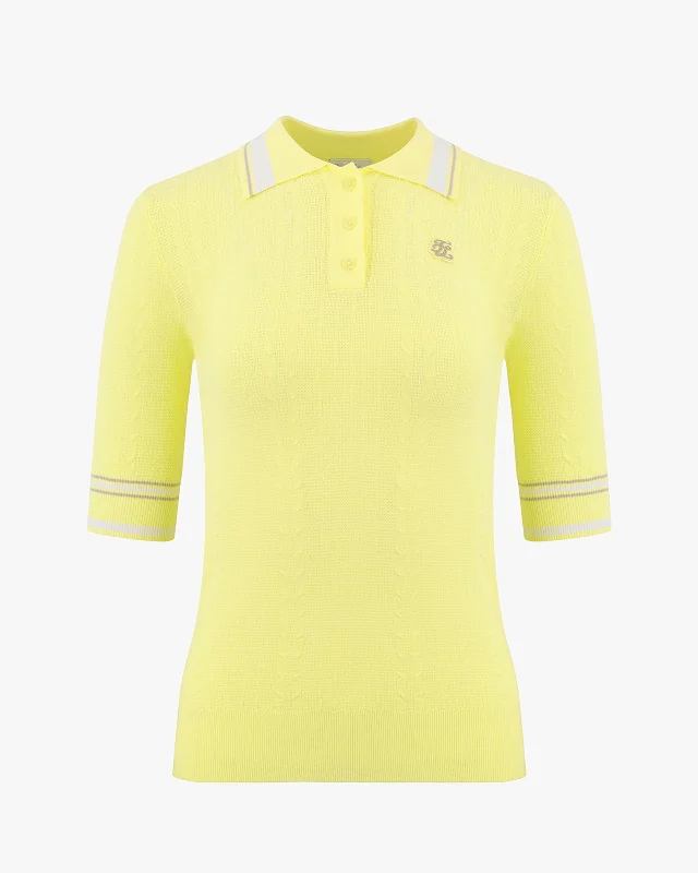 Liv Cropped Collar Knit Top - Yellow Classic Knit Tee