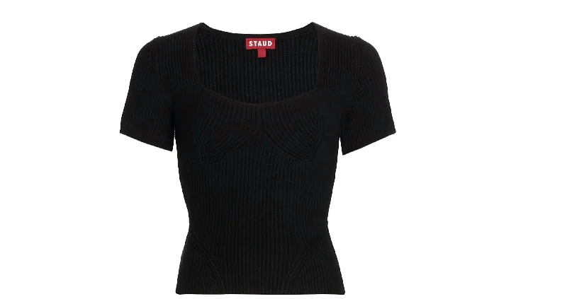 Buxton Bustier Style Rib Knit Top In Black Eco-Friendly Knit Top