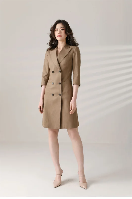 Custom Double Breasted Half Sleeve Slim Blazer Dress Women's Simple Jacket