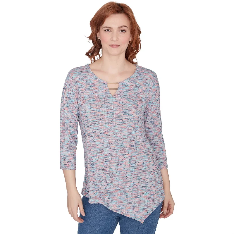 Ruby Rd. Womens Terracotta Spacedye Knit Top Pastel Knit Top
