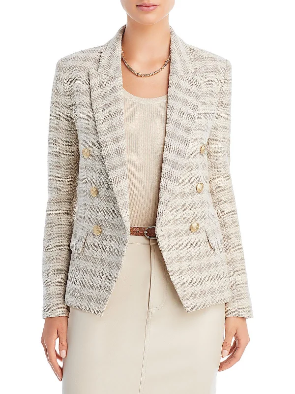 Kenzie Womens Tweed Office Double-Breasted Blazer Women's Elegant Jacket