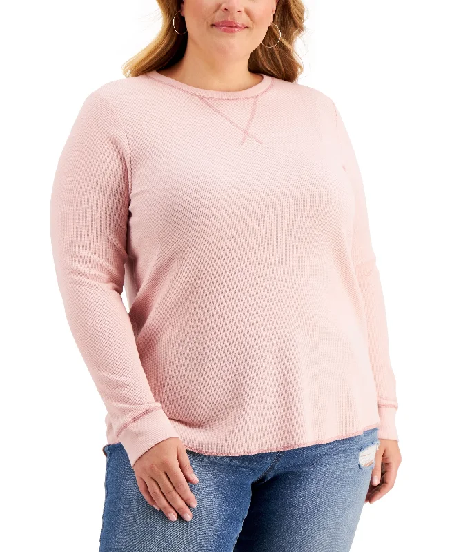 Style & Co Plus Size Waffle Knit Top Beige Knit Top