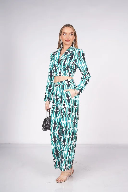 Printed Blazer and Pants Set New Women's Blazer