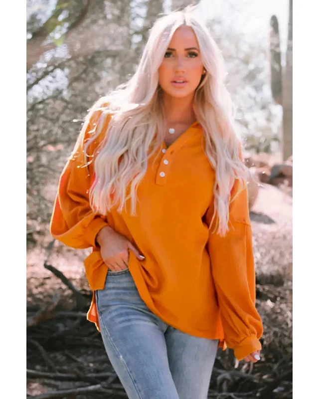 Azura Exchange V Neck Drop Shoulder Waffle Knit Top - S Retro Knit Shirt