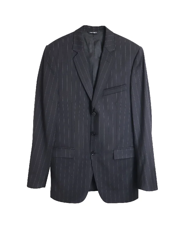 Dolce & Gabbana Classic Pin Stripe Blazer in Black Wool Women's Adventure Blazer