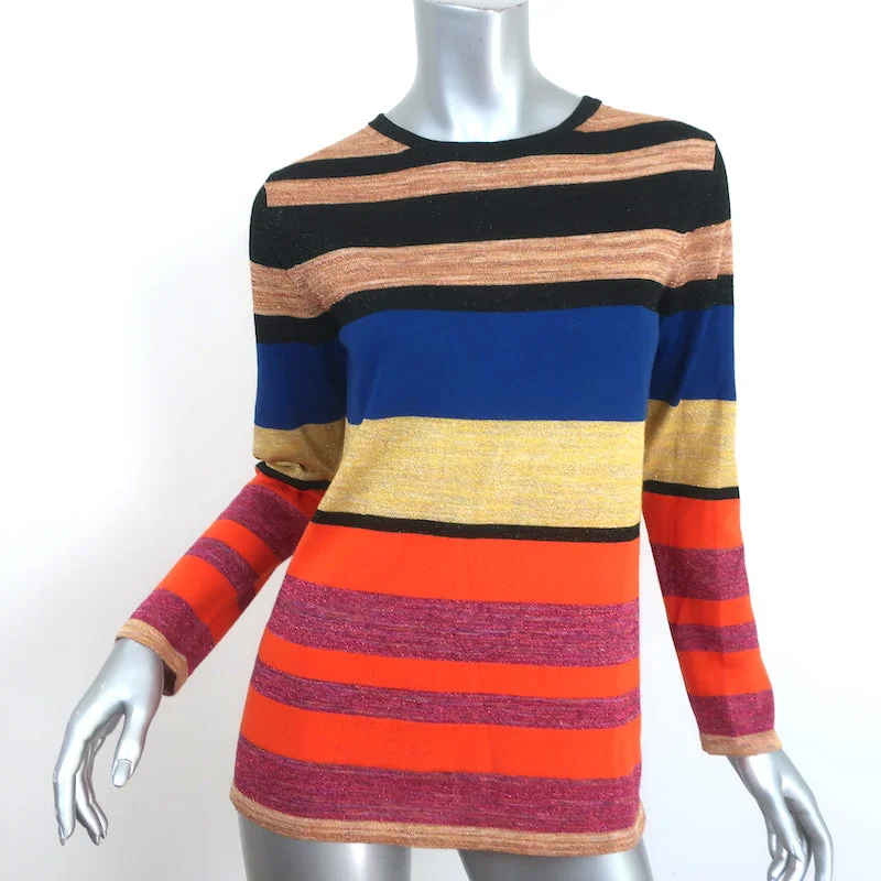 Dries Van Noten Striped Metallic Knit Top Gold/Multicolor Size Extra Small Summer Knit Top