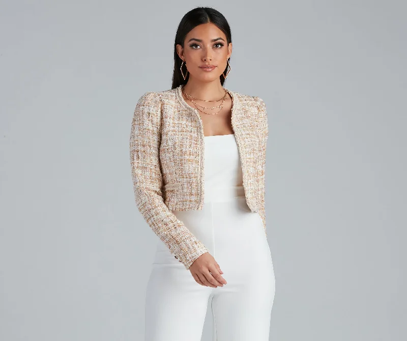 Stylishly Sophisticated Tweed Blazer Women's Elegant Suit