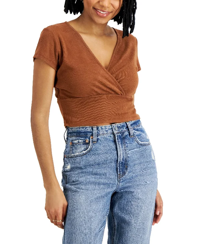 Just Polly Juniors' Rib-Knit Top Royal Blue Knit Top