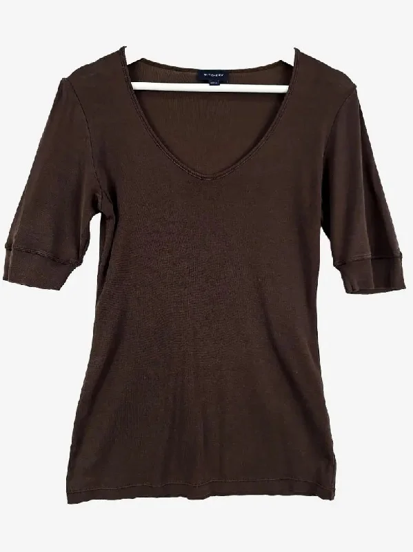 Witchery Soft V Chocolate Knit Top Size L Off Shoulder Knit Top