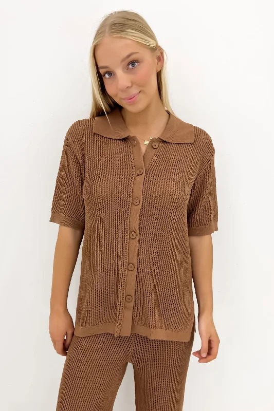 Kylah Knit Top Chocolate Boutique Knit Tee