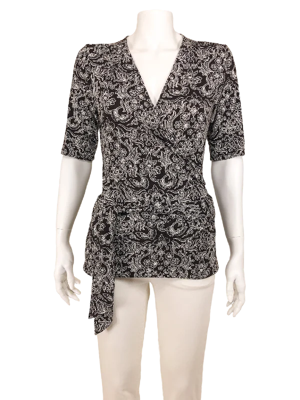 Ann Taylor, Paisley Print Surplice Knit Top, Size S Seasonal Knit Shirt