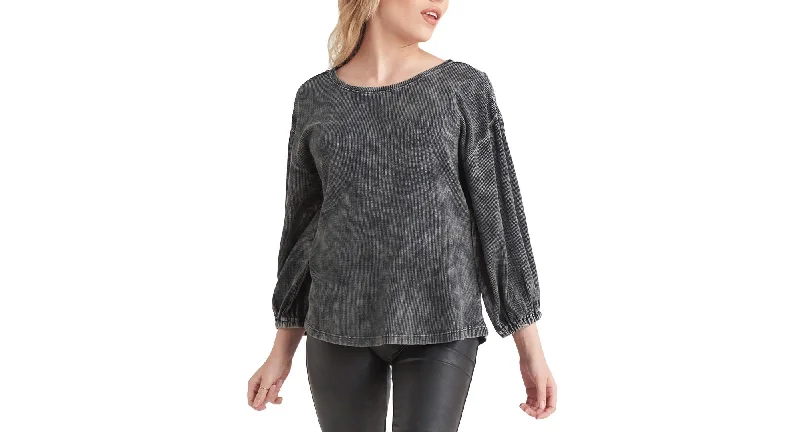 Black Tape Washed Waffle Knit Top Elegant Knit Top
