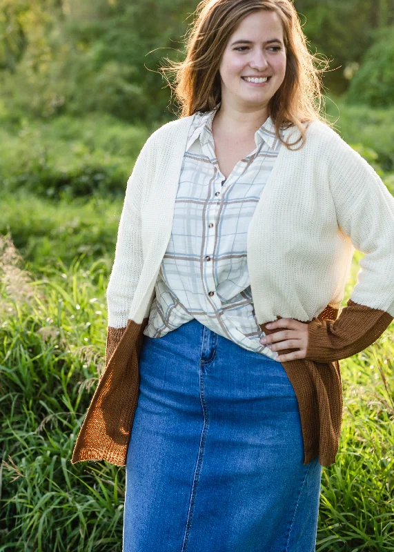 Color Block Crochet Cardigan W/ Braided Back - FINAL SALE Plaid Cardigan Polka Dot Checkered Plaid Cardigan Polka Dot Checkered