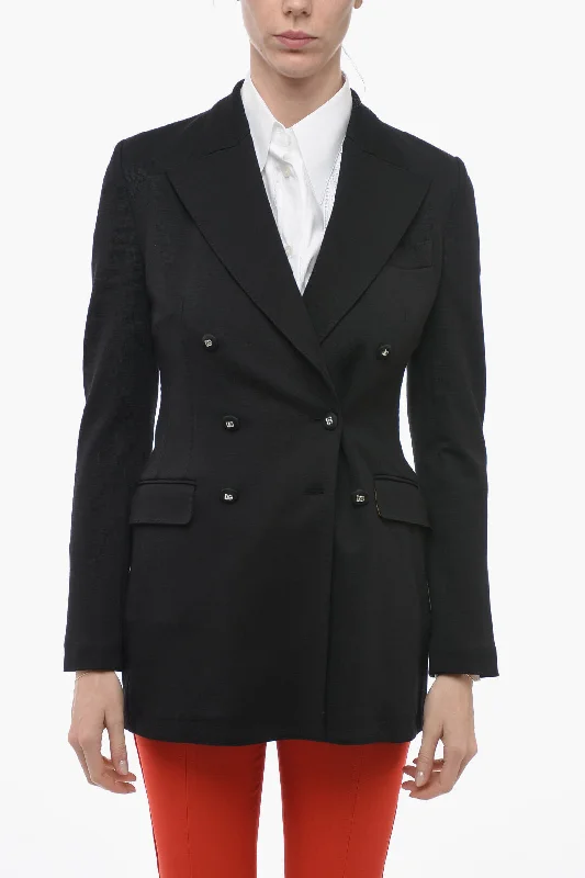 Dolce & Gabbana Double-breasted Half-lined Blazer with Peak Lapel Women's High-End Blazer