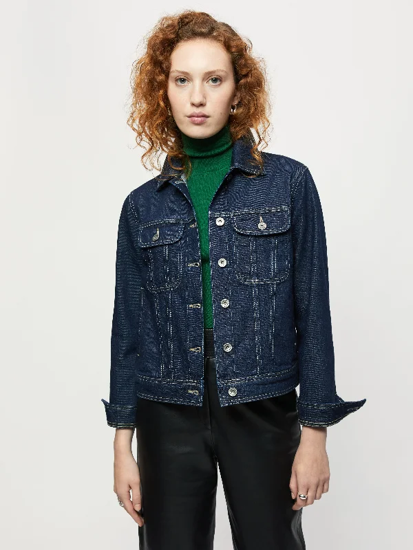 Denim Trucker Jacket | Indigo Welt Pockets Slit Pockets Flap Pockets Welt Pockets Slit Pockets Flap Pockets