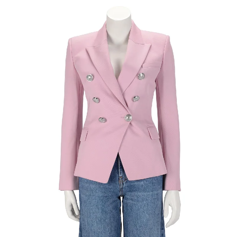 Balmain Pink Wool Double Breasted Blazer FR 34 Women's Brand Blazer