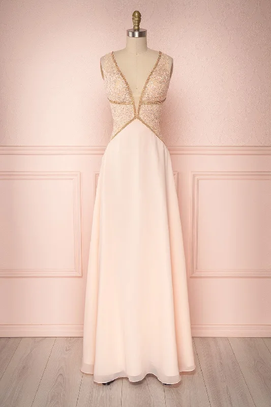 Jonhgan Blush | Pink Embroidered Dress