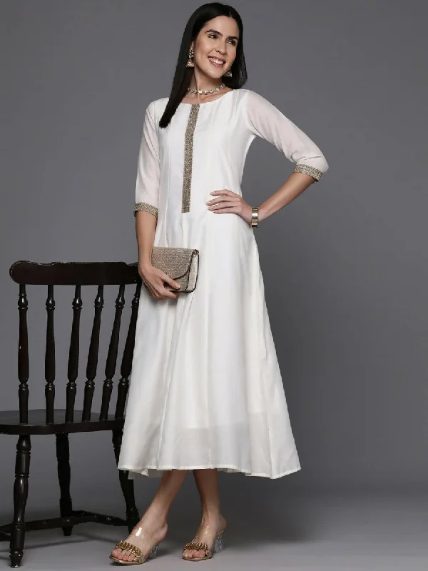Ahalyaa Women's Traditional wear Ethnic Dress - Off White