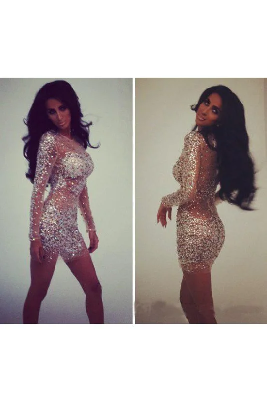 Sexy Short Sheath Mini Long Sleeves Homecoming Dress,Graduation Cocktail Dresses DMC18