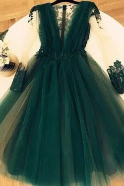 Cute A Line Tulle Green Short Homecoming Dresses,Graduation Dresses DMC22