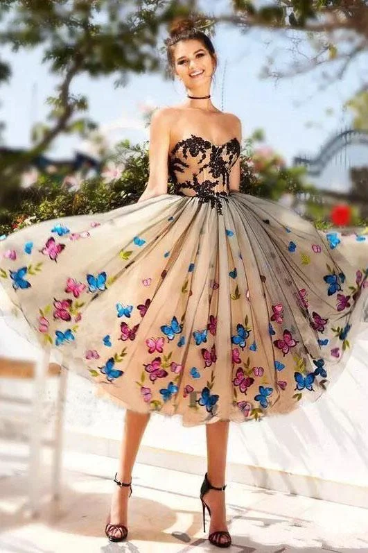 Sweetheart Butterfly Lace Tulle Knee length Ball Gown Homecoming Dress,Graduation Dresses DMC9 Sweetheart Butterfly Lace Tulle Knee length Ball Gown Homecoming Dress,Graduation Dresses DMC9