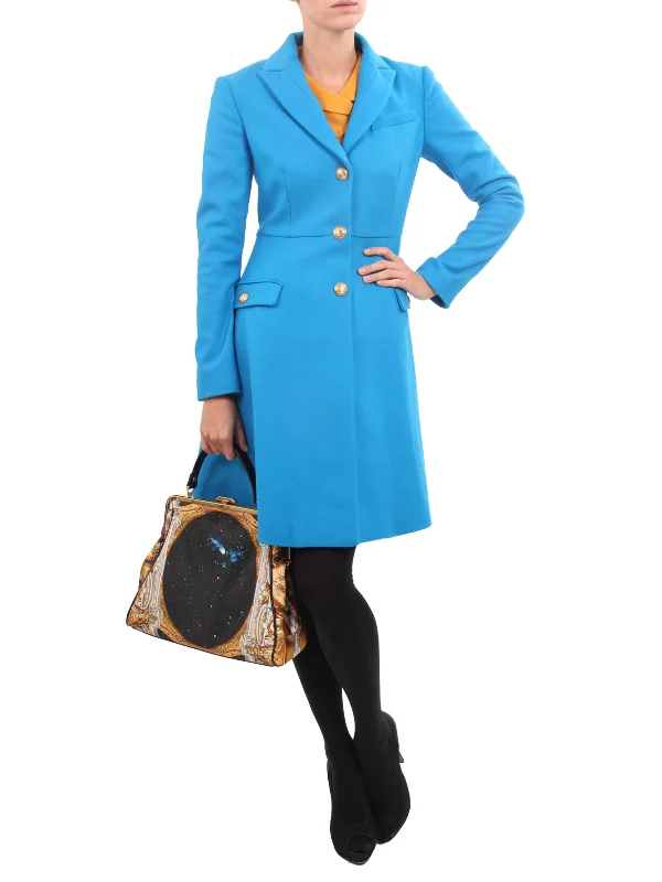 Teal Virgin Wool Coat Dress Trapeze Tunic Caftan