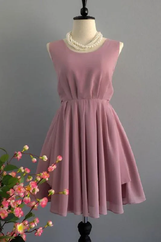 Simple A Line Chiffon Short Homecoming Dresses,Graduation Dresses DMC41
