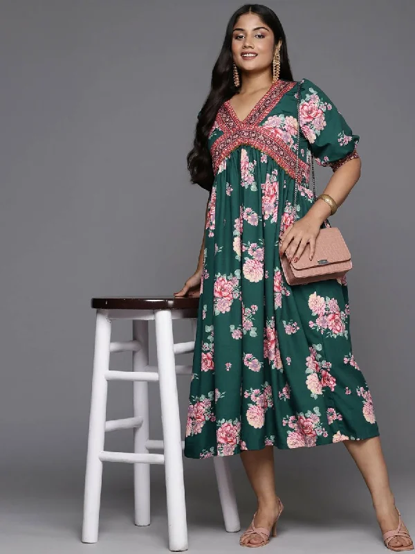 Ahalyaa Women's Traditional wear Ethnic Dress - Green