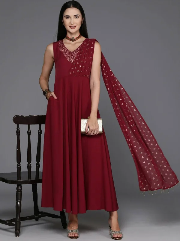 Ahalyaa Women's Traditional wear Ethnic Dress - Maroon