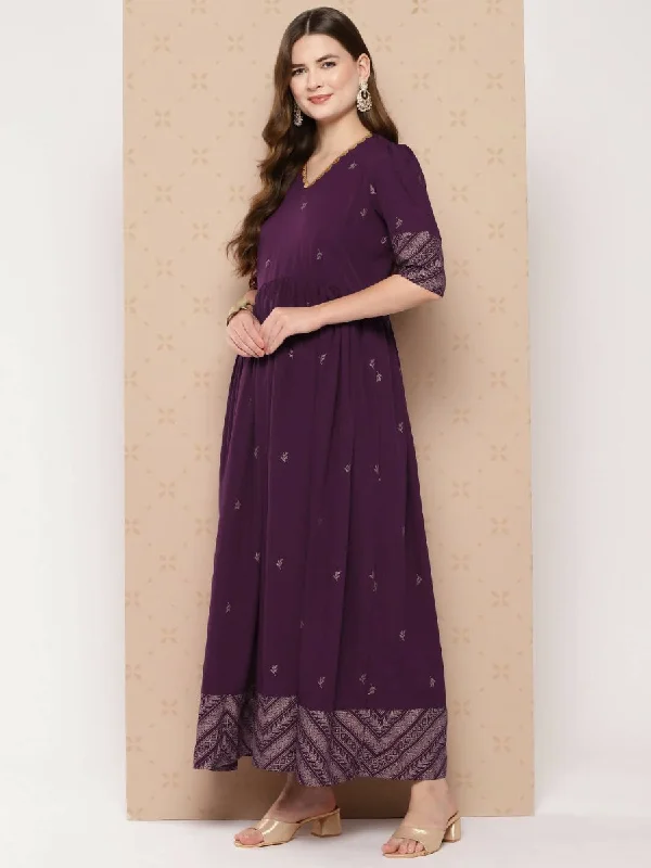 Ahalyaa Women's Traditional wear Ethnic Dress - Burgundy